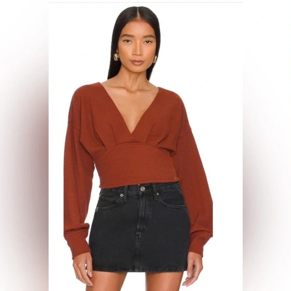 NWOT Free People All Nighter Tee Cropped Top Red Jasper Women’s Sizes L & M - Picture 1 of 3